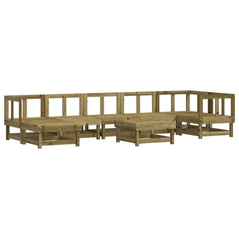 Houten loungeset in geïmpregneerd grenenhout met voetenbank en salontafel - Tuinsets