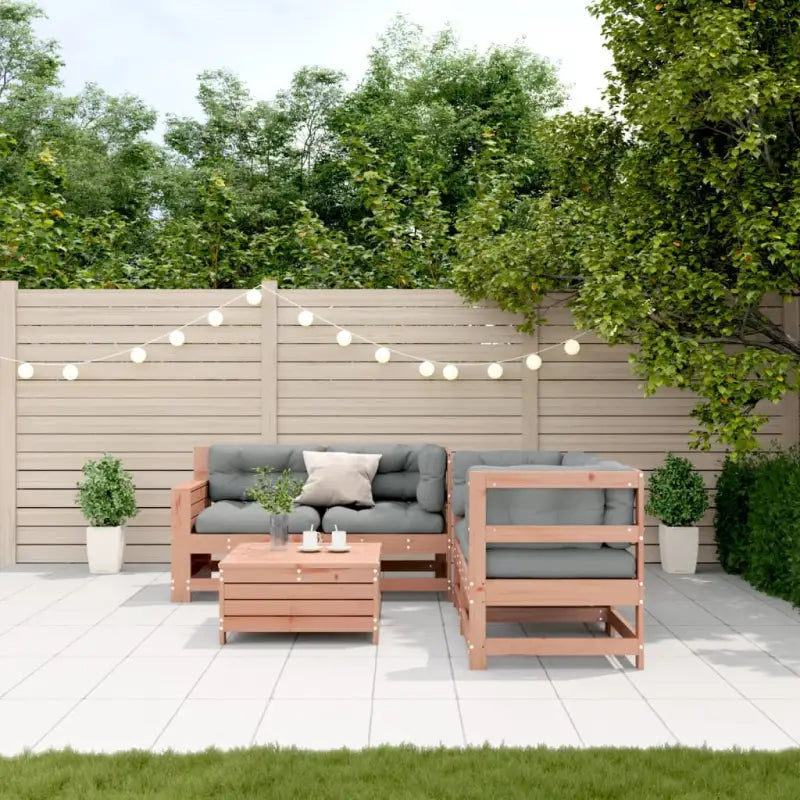 Houten loungeset in massief douglashout met modulair ontwerp - Tuinsets