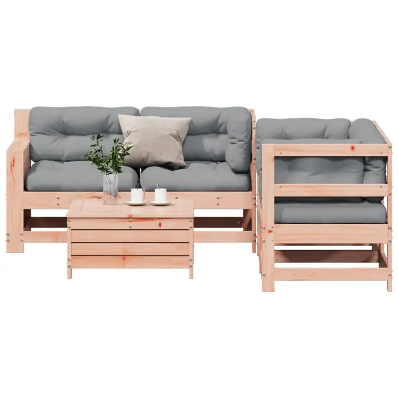 Houten loungeset in massief douglashout met modulair ontwerp - Tuinsets