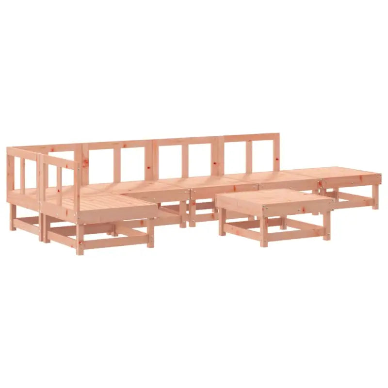 Houten loungeset in massief douglashout met voetenbank en salontafel - Tuinsets