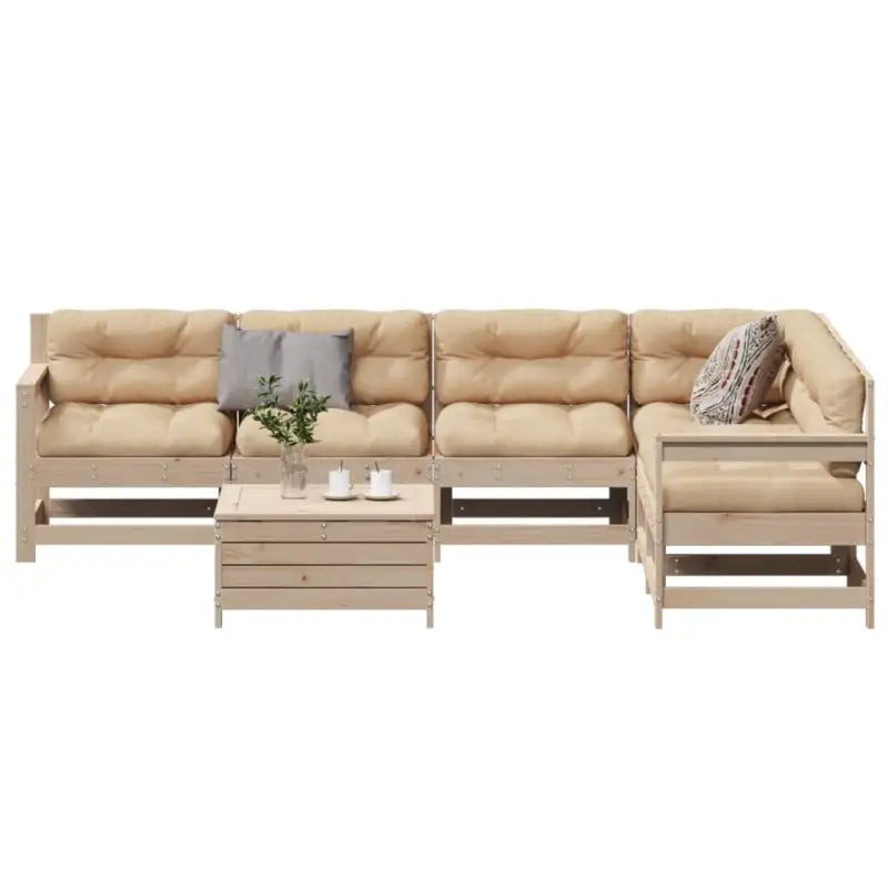 Houten loungeset in massief grenenhout met gelat ontwerp en modulair ontwerp - Natuurlijk grenenhout - Tuinsets