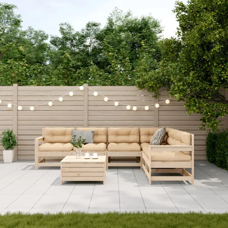 Houten loungeset in massief grenenhout met gelat ontwerp en modulair ontwerp - Tuinsets