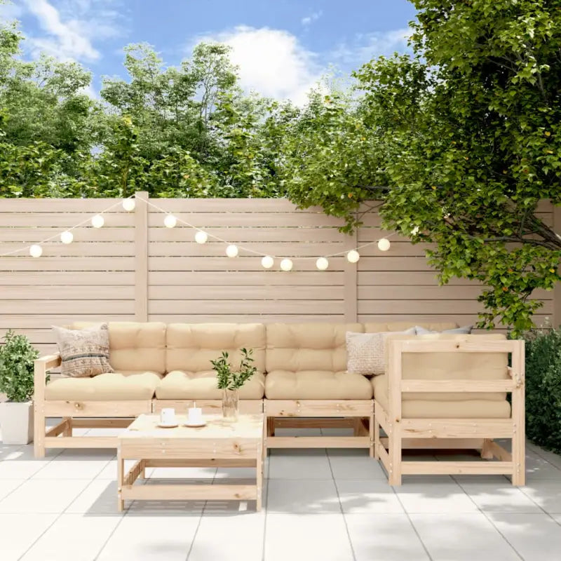 Houten loungeset in massief grenenhout voor tuin en terras - Natuurlijk grenenhout - Tuinsets