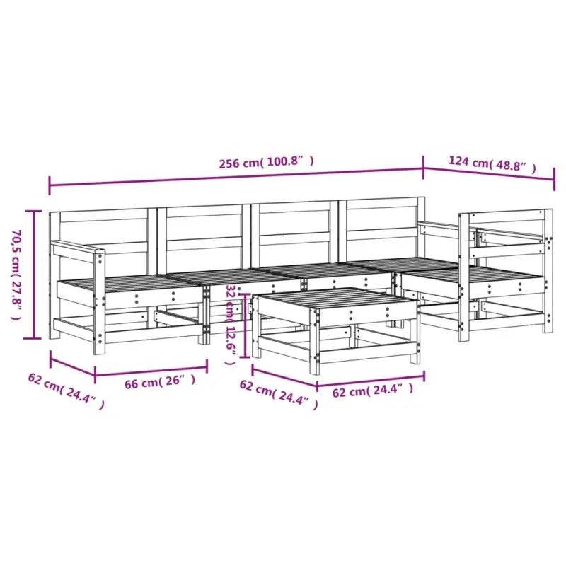Houten loungeset in massief grenenhout voor tuin en terras - Tuinsets