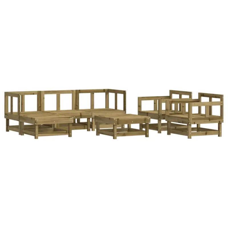 Houten loungeset met geïmpregneerd grenenhout en voetenbank salontafel - Tuinsets