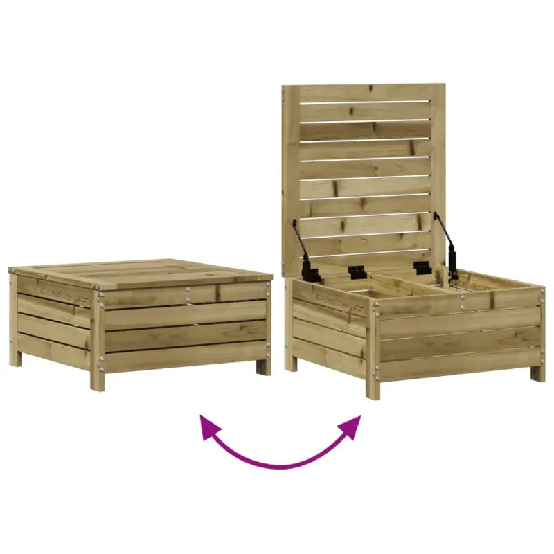 Houten loungeset met gelat ontwerp en modulair concept in geïmpregneerd grenenhout - Tuinsets