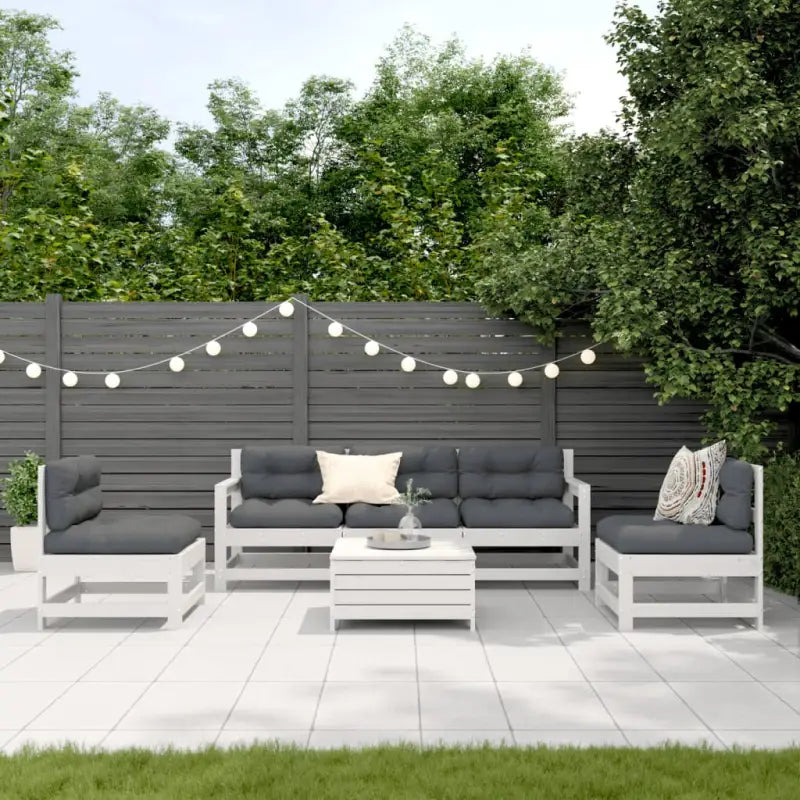 Houten loungeset met gelat ontwerp en modulair concept in geïmpregneerd grenenhout - Wit grenenhout - Tuinsets