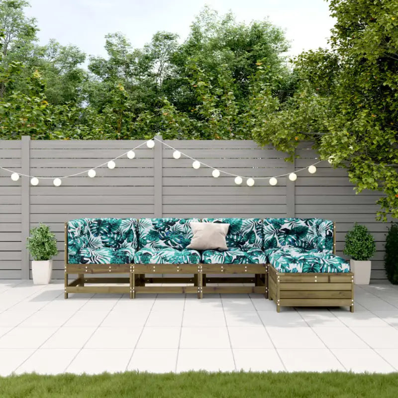 Houten loungeset met gelat ontwerp en modulair ontwerp van geïmpregneerd grenenhout - Naturel geïmpregneerd - Tuinsets