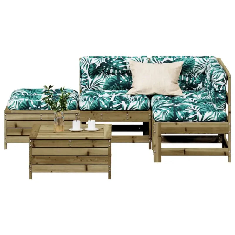 Houten loungeset met gelat ontwerp in geïmpregneerd grenenhout - Naturel geïmpregneerd - Tuinsets