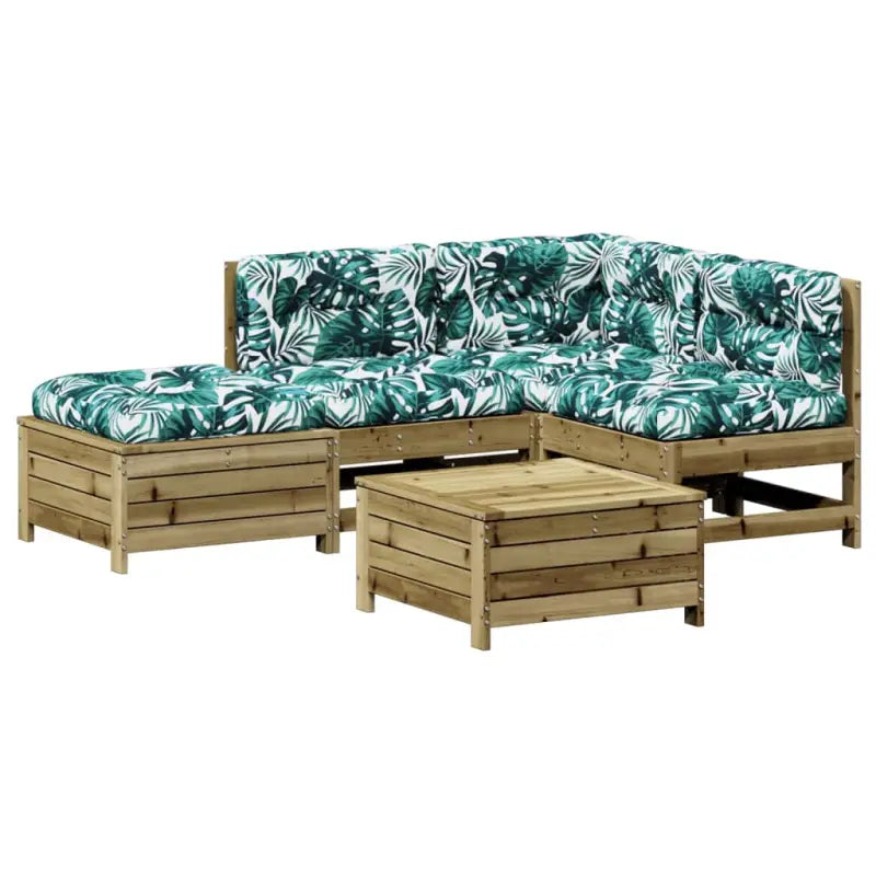Houten loungeset met gelat ontwerp in geïmpregneerd grenenhout - Tuinsets