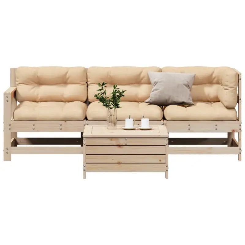 Houten loungeset met gelat ontwerp van geïmpregneerd grenenhout - Natuurlijk grenenhout - Tuinsets