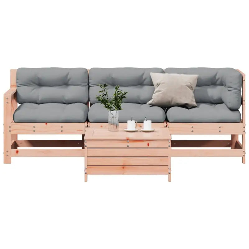 Houten loungeset met gelat ontwerp van geïmpregneerd grenenhout - Natuurlijk douglashout - Tuinsets