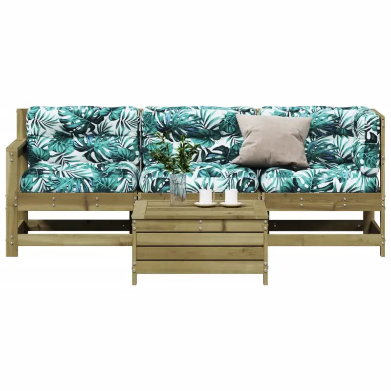 Houten loungeset met gelat ontwerp van geïmpregneerd grenenhout - Naturel geïmpregneerd - Tuinsets