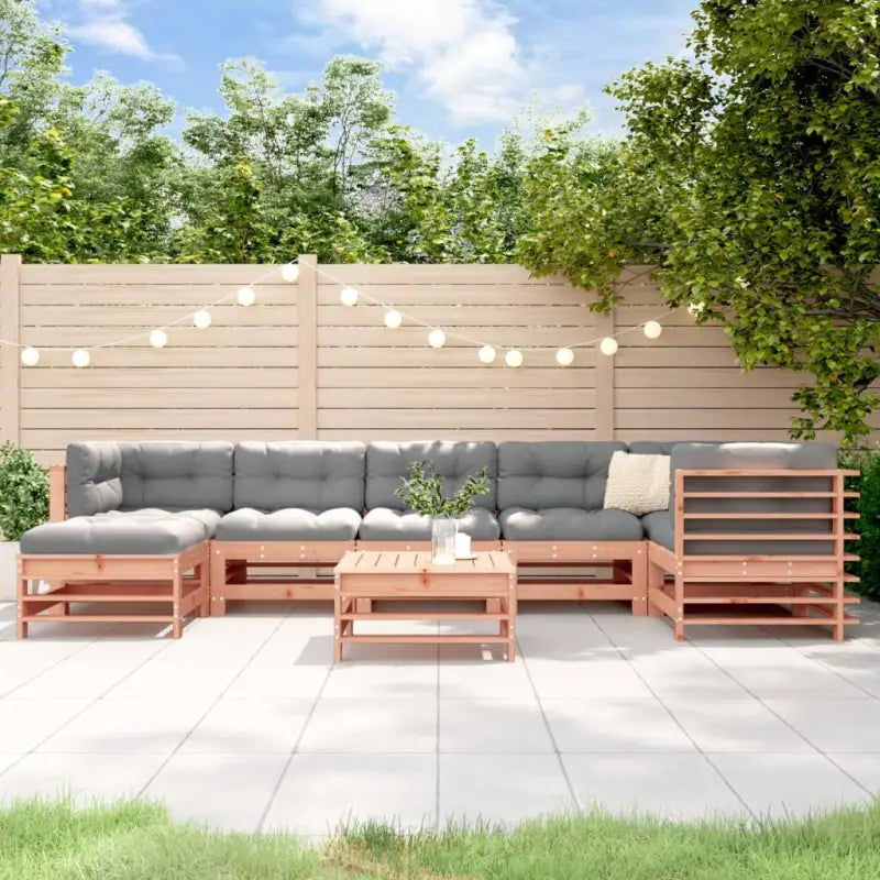 Houten loungeset met massief douglashout en voetenbank salontafel - Natuurlijk douglashout - Tuinsets