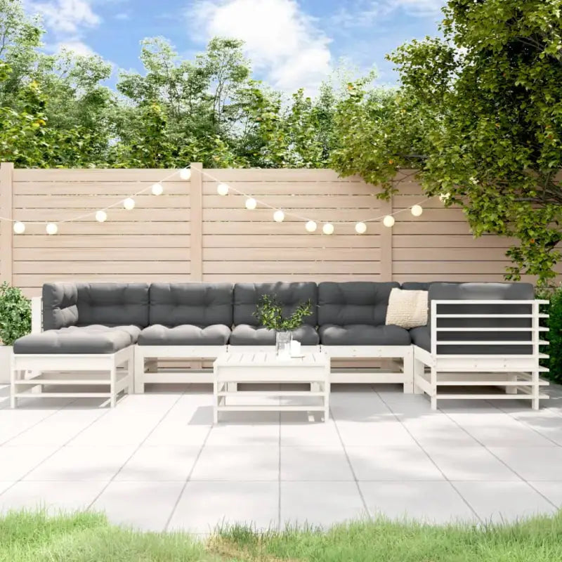 Houten loungeset met massief douglashout en voetenbank salontafel - Wit grenenhout - Tuinsets