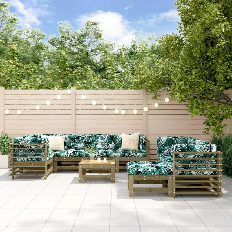 Houten loungeset met massief grenenhout en comfortabele kussens - Bruin - Tuinsets