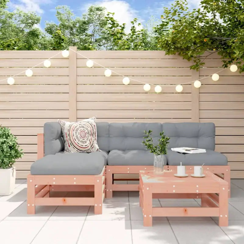 Houten loungeset met massief grenenhout en voetenbank voor tuinplezier - Natuurlijk douglashout - Tuinsets