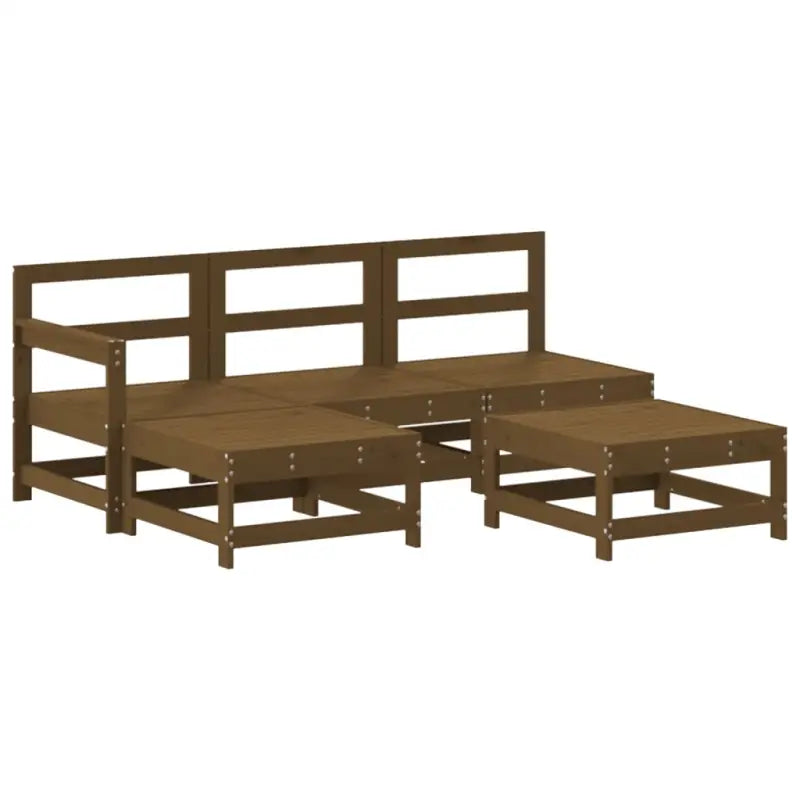 Houten loungeset met massief grenenhout en voetenbank salontafel - Tuinsets