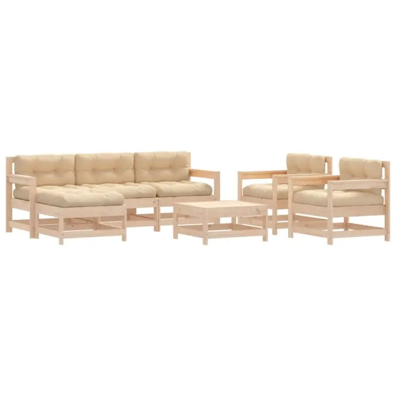 Houten loungeset met massief grenenhout en voetenbank salontafel - Tuinsets