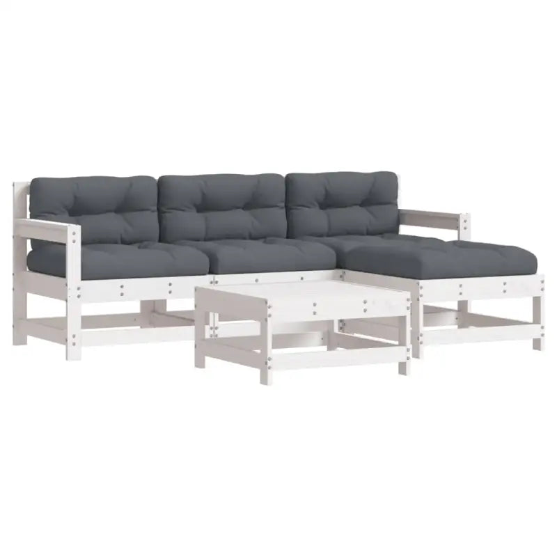 Houten loungeset met massief grenenhout en voetenbank voor in de tuin - Tuinsets
