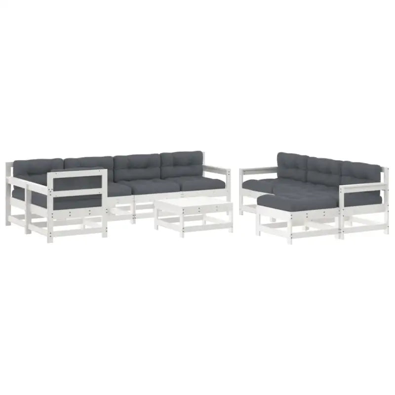 Houten loungeset met massief grenenhout en voetenbank voor tuin of terras - Tuinsets
