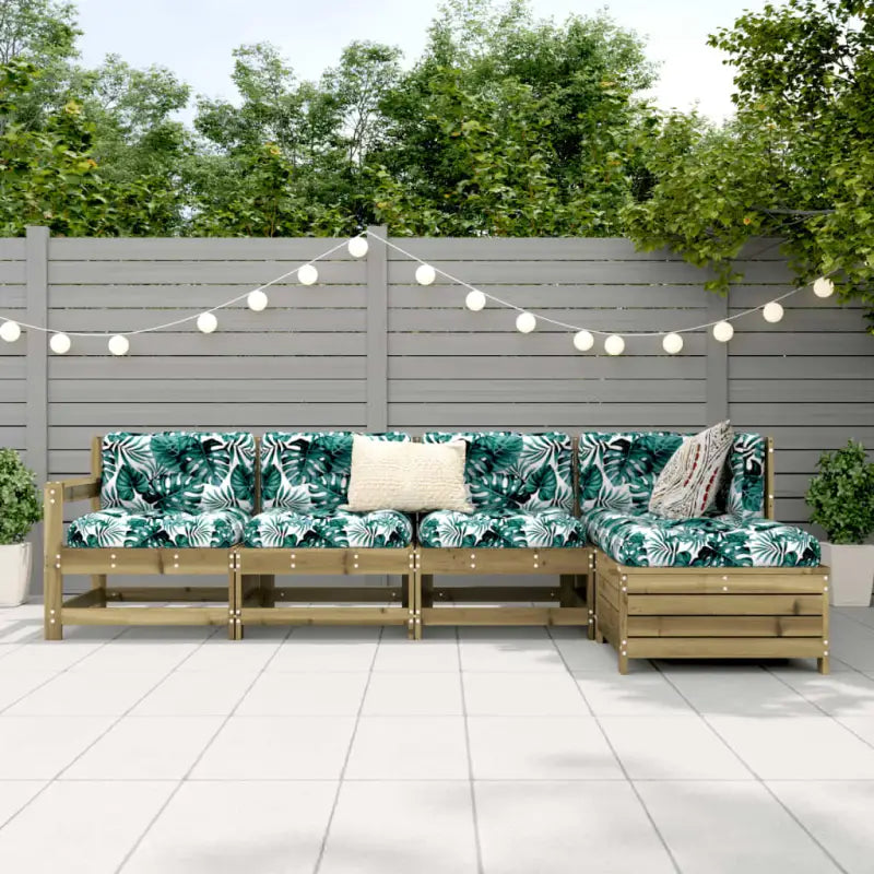 Houten loungeset met modulair ontwerp en comfortabele afmetingen zitting - Tuinsets