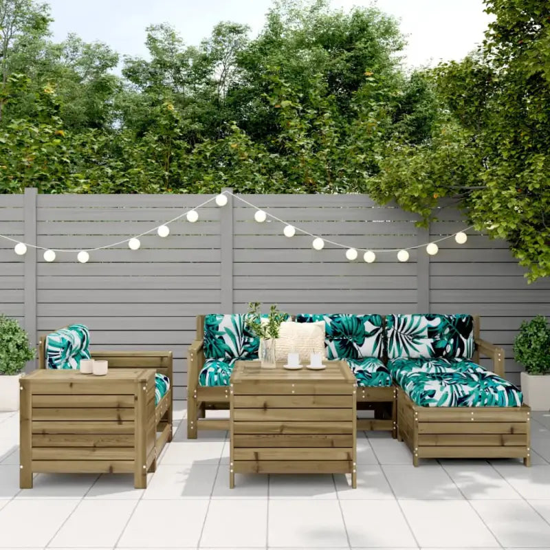 Houten loungeset met modulair ontwerp en comfortabele afmetingen zitting - Tuinsets