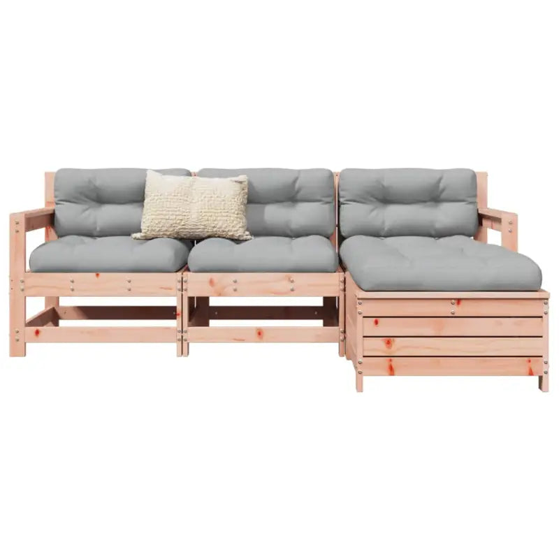 Houten loungeset met modulair ontwerp en comfortabele afmetingen zitting - Natuurlijk douglashout - Tuinsets