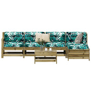 Houten loungeset met modulair ontwerp en comfortabele afmetingen zitting - Tuinsets