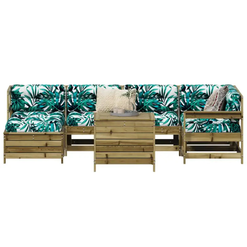 Houten loungeset met modulair ontwerp en comfortabele afmetingen zitting - Naturel geïmpregneerd - Tuinsets
