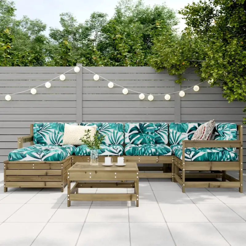 Houten loungeset met modulair ontwerp en comfortabele afmetingen zitting - Tuinsets