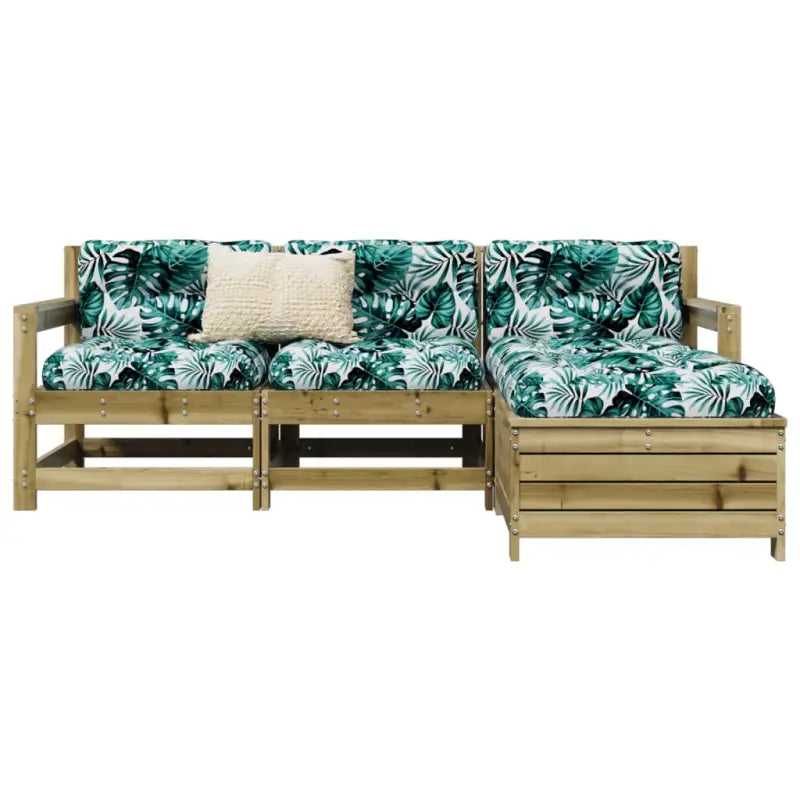 Houten loungeset met modulair ontwerp en comfortabele afmetingen zitting - Tuinsets