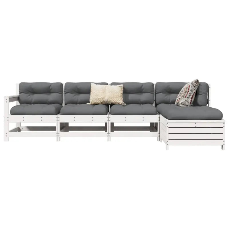 Houten loungeset met modulair ontwerp en comfortabele afmetingen zitting - Wit grenenhout - Tuinsets