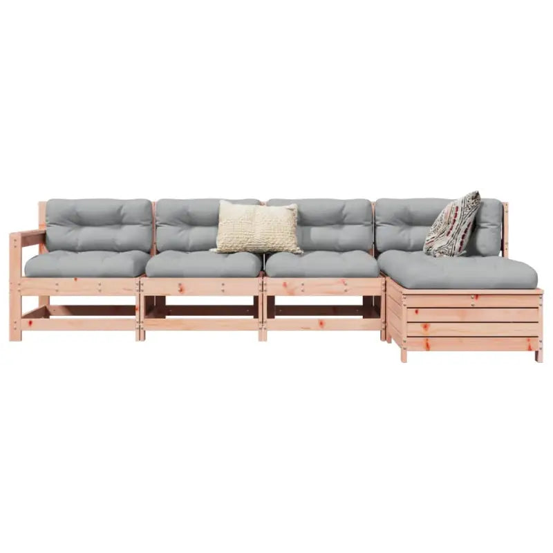 Houten loungeset met modulair ontwerp en comfortabele afmetingen zitting - Natuurlijk douglashout - Tuinsets