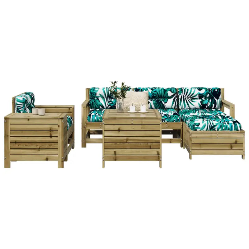 Houten loungeset met modulair ontwerp en comfortabele afmetingen zitting - Tuinsets