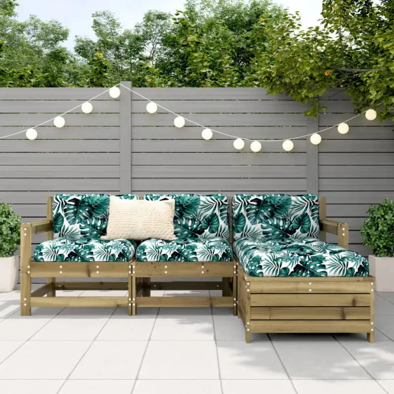 Houten loungeset met modulair ontwerp en comfortabele afmetingen zitting - Tuinsets