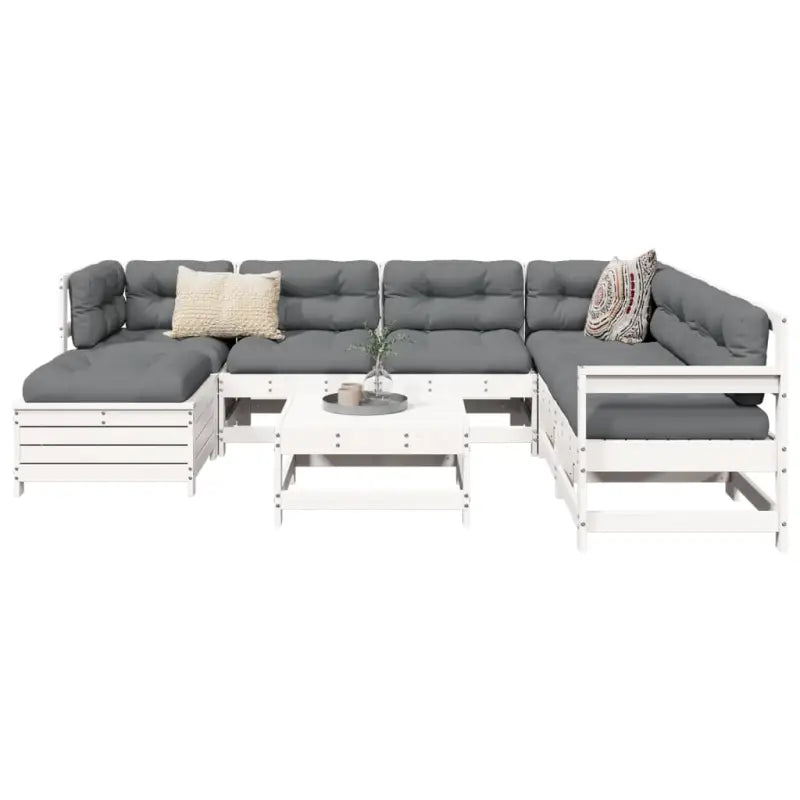 Houten loungeset met modulair ontwerp en comfortabele afmetingen zitting - Wit grenenhout - Tuinsets