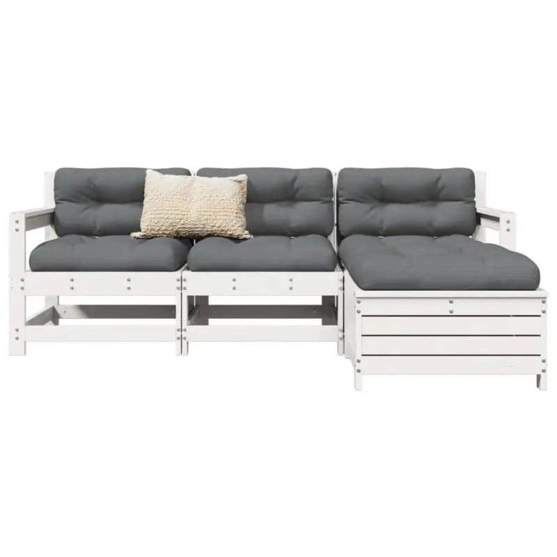 Houten loungeset met modulair ontwerp en comfortabele afmetingen zitting - Wit grenenhout - Tuinsets