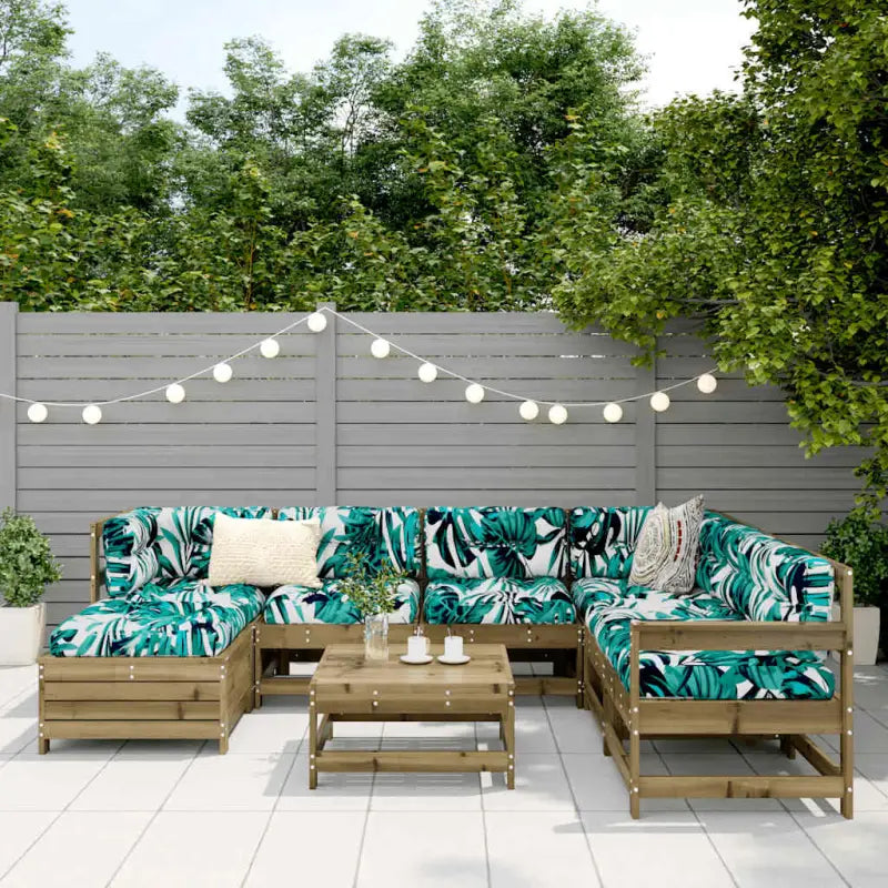 Houten loungeset met modulair ontwerp en comfortabele afmetingen zitting - Tuinsets