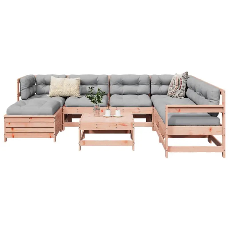 Houten loungeset met modulair ontwerp en comfortabele afmetingen zitting - Natuurlijk douglashout - Tuinsets