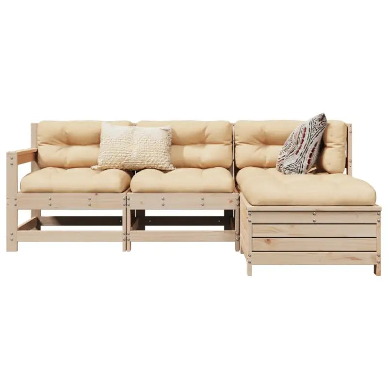 Houten loungeset met modulair ontwerp en massief grenenhout - Tuinsets