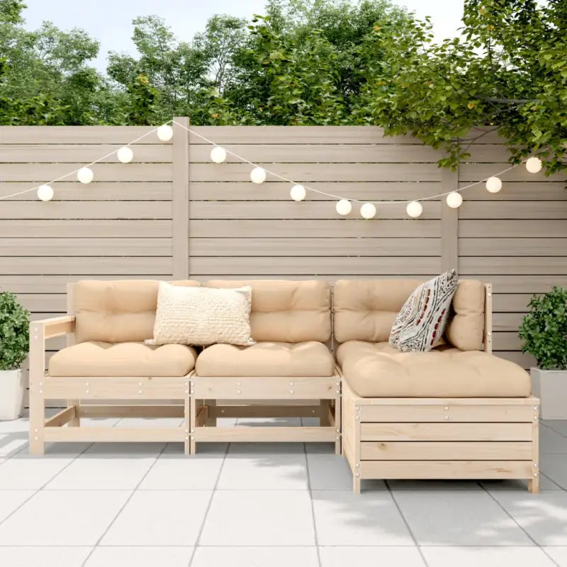 Houten loungeset met modulair ontwerp en massief grenenhout - Tuinsets