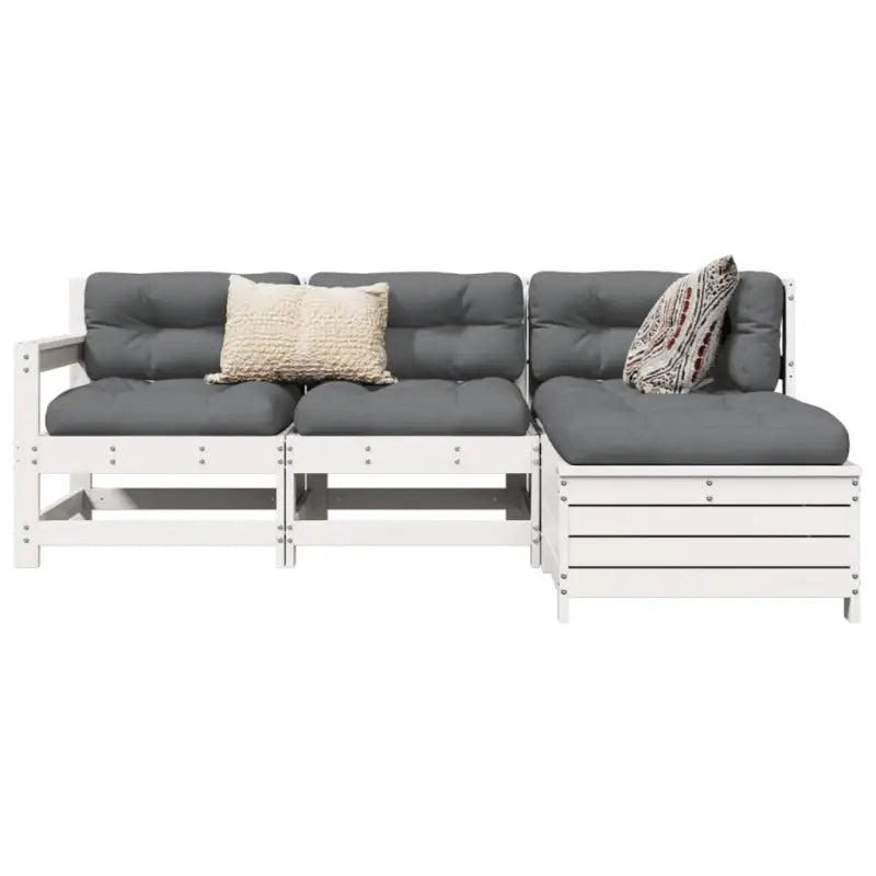 Houten loungeset met modulair ontwerp en massief grenenhout - Wit grenenhout - Tuinsets