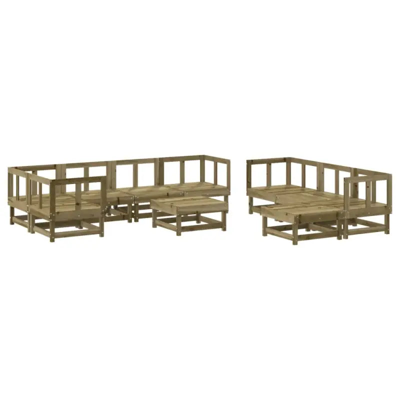 Houten loungeset met voetenbank en salontafel van geïmpregneerd grenenhout - Tuinsets
