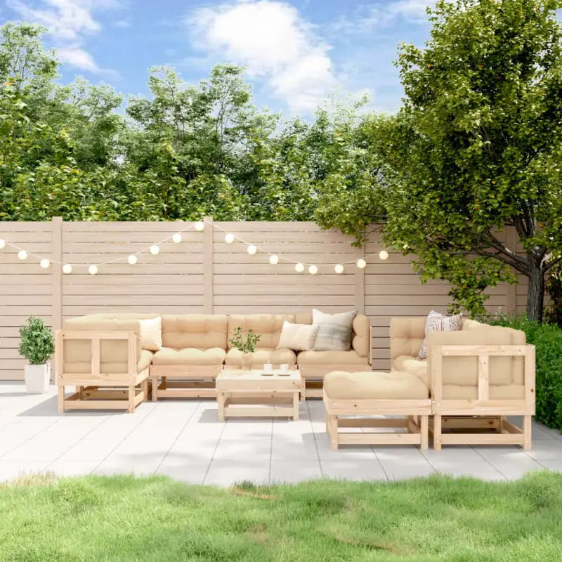 Houten loungeset met voetenbank en salontafel van geïmpregneerd grenenhout - Natuurlijk grenenhout - Tuinsets