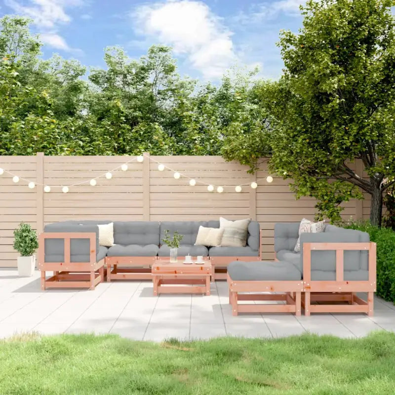 Houten loungeset met voetenbank en salontafel van geïmpregneerd grenenhout - Natuurlijk douglashout - Tuinsets