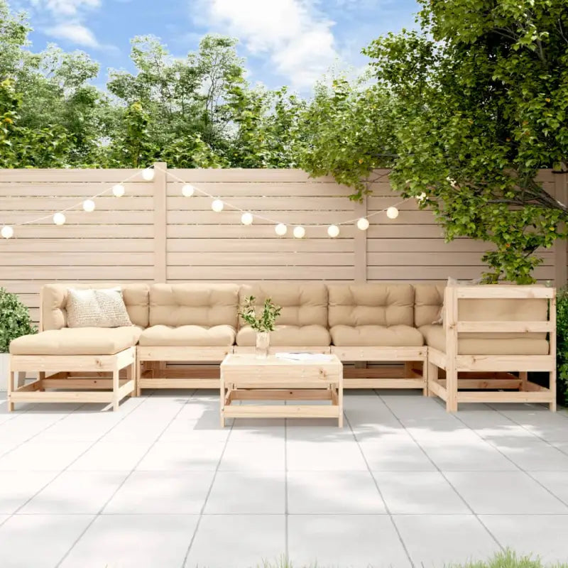 Houten loungeset met voetenbank en salontafel van geïmpregneerd grenenhout - Natuurlijk grenenhout - Tuinsets