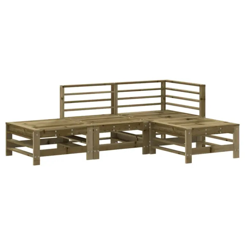 Houten loungeset met voetenbank en salontafel van geïmpregneerd grenenhout - Tuinsets