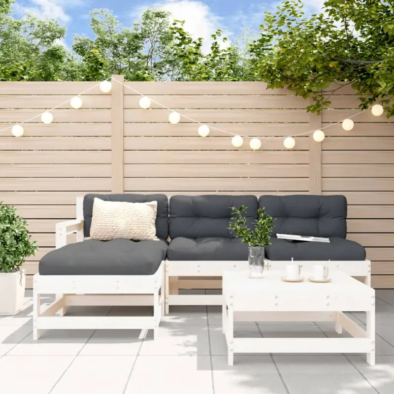 Houten loungeset met voetenbank en salontafel van massief grenenhout - Tuinsets