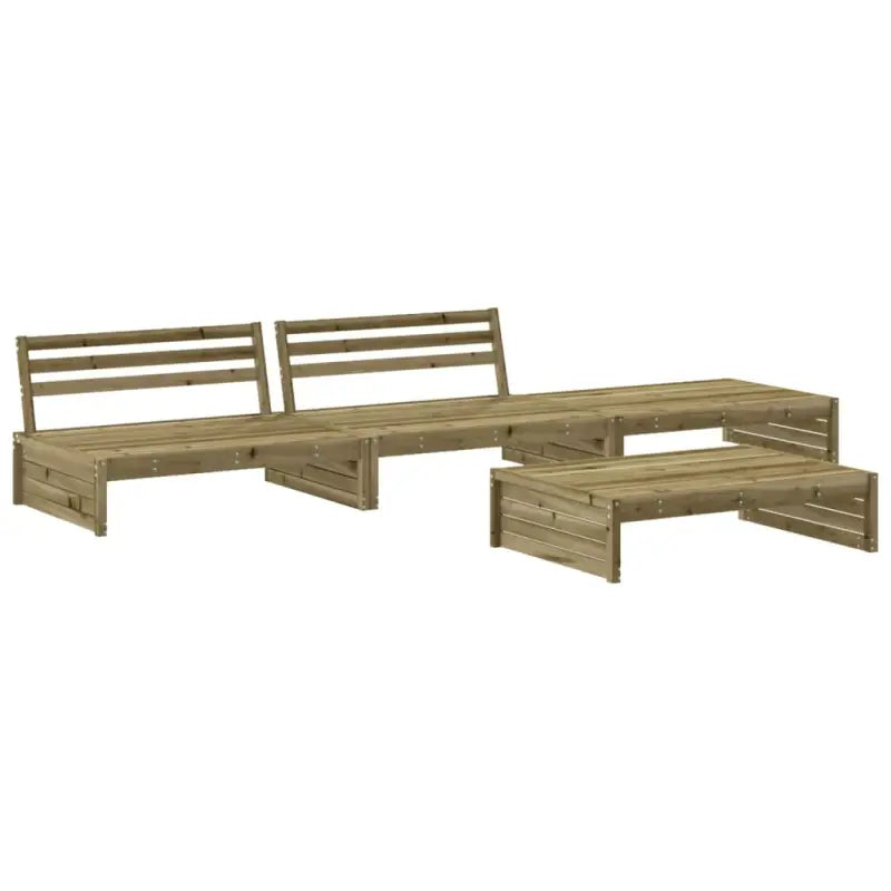 Houten loungeset met voetenbank en salontafel voor gezellige tuinen - Tuinsets